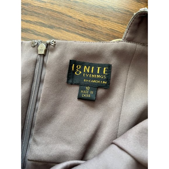 Ignite Evenings by Carollin greenish grey beaded sequined evening gown size 10 - Picture 5 of 13